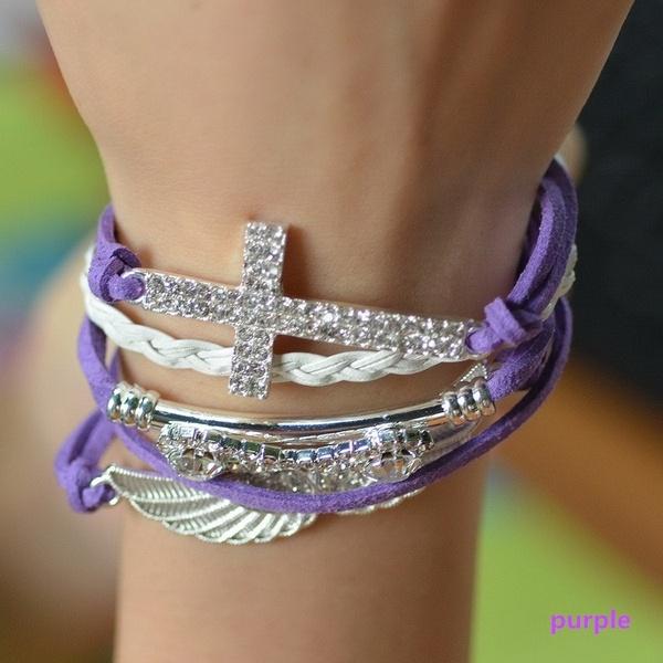 Vogue Jewelry Leather Cross Angel's Wing