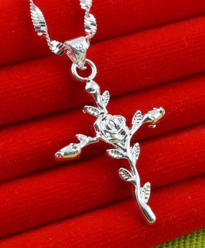 Delicate Silver Cross Pendant Necklace for Women