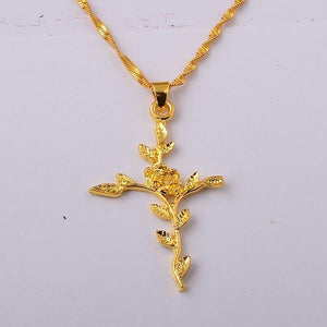 Delicate Silver Cross Pendant Necklace for Women