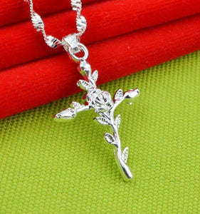 Delicate Silver Cross Pendant Necklace for Women