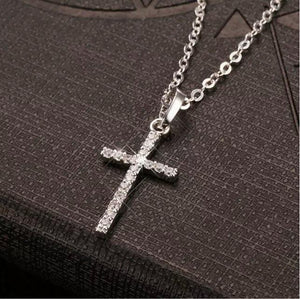 Gold Plated Crystal Cross Diamond Necklace