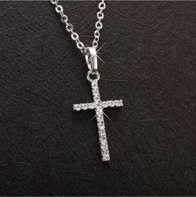 Gold Plated Crystal Cross Diamond Necklace