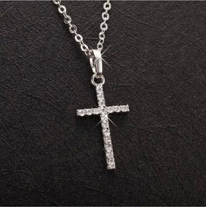 Gold Plated Crystal Cross Diamond Necklace