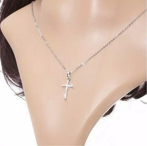 Gold Plated Crystal Cross Diamond Necklace