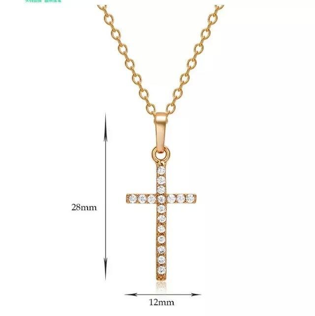 Gold Plated Crystal Cross Diamond Necklace