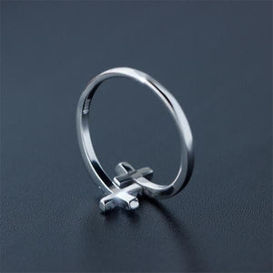 Women Fashion Cross Ring Silver Plated Open Ring