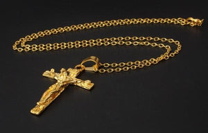 Detailed Christian Gold/Silver Plated Steel Crux