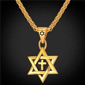 Star Of David Jewish Necklace Cross Pendant