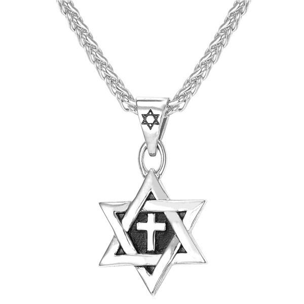 Star Of David Jewish Necklace Cross Pendant