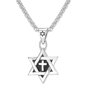 Star Of David Jewish Necklace Cross Pendant