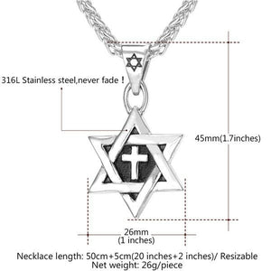 Star Of David Jewish Necklace Cross Pendant