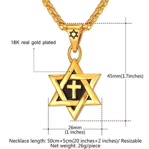 Star Of David Jewish Necklace Cross Pendant