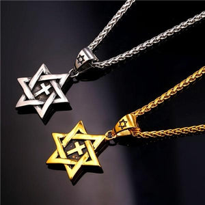 Star Of David Jewish Necklace Cross Pendant