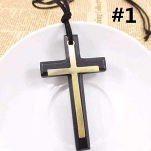 High Quality Wooden Vintage Cross Pendant Necklace