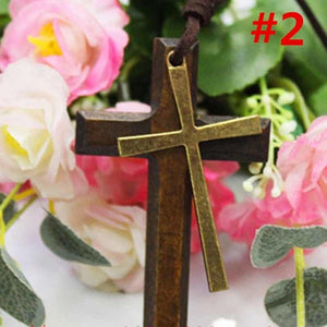 High Quality Wooden Vintage Cross Pendant Necklace