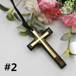 High Quality Wooden Vintage Cross Pendant Necklace