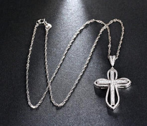 Silver&topaz Cross Pendant Necklace