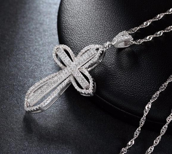 Silver&topaz Cross Pendant Necklace