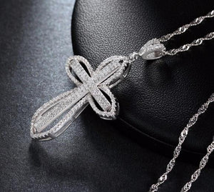 Silver&topaz Cross Pendant Necklace