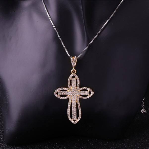 Silver&topaz Cross Pendant Necklace