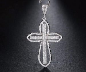 Silver&topaz Cross Pendant Necklace