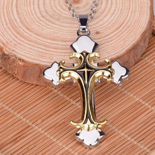 Color Christian Cross Pendant Necklace