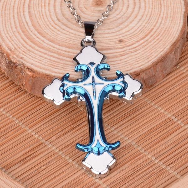 Color Christian Cross Pendant Necklace