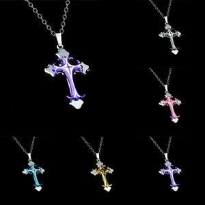 Color Christian Cross Pendant Necklace