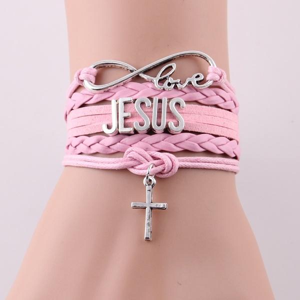 Infinity Love JESUS Bracelet Cross Charm