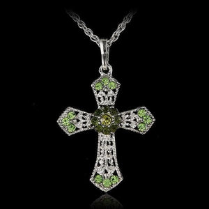 CROSS Rhinestone Crystal Pendant Sweater Chain Necklace