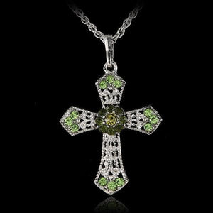 CROSS Rhinestone Crystal Pendant Sweater Chain Necklace