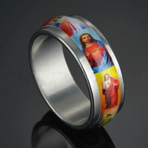 Religious Jewelry Christ Enamel Stainless Steel Ring