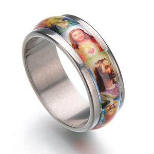 Religious Jewelry Christ Enamel Stainless Steel Ring