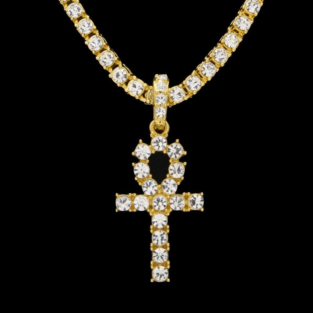 Diamond Set Ankh Cross Choker