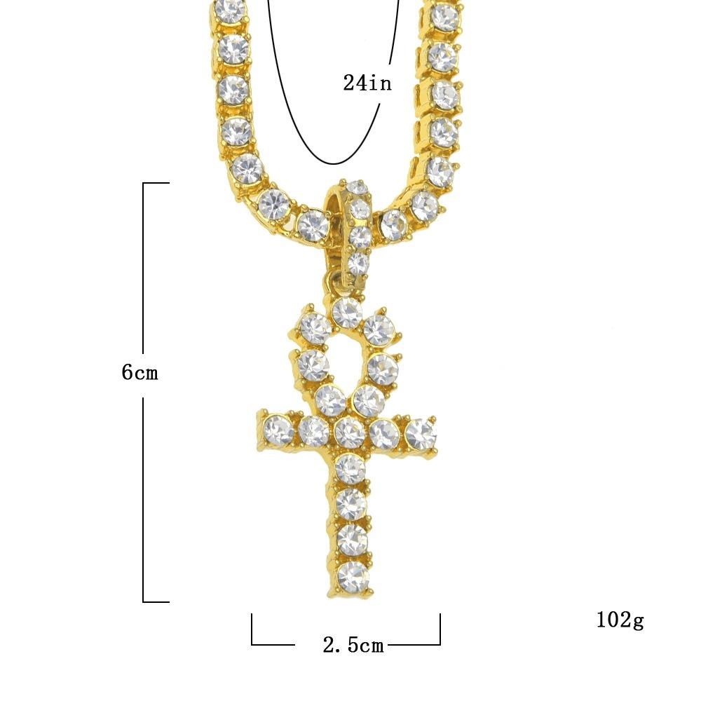 Diamond Set Ankh Cross Choker