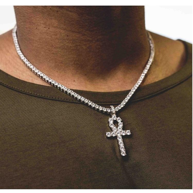 Diamond Set Ankh Cross Choker