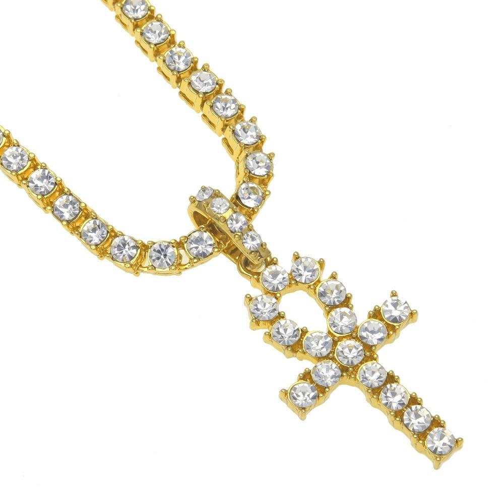 Diamond Set Ankh Cross Choker