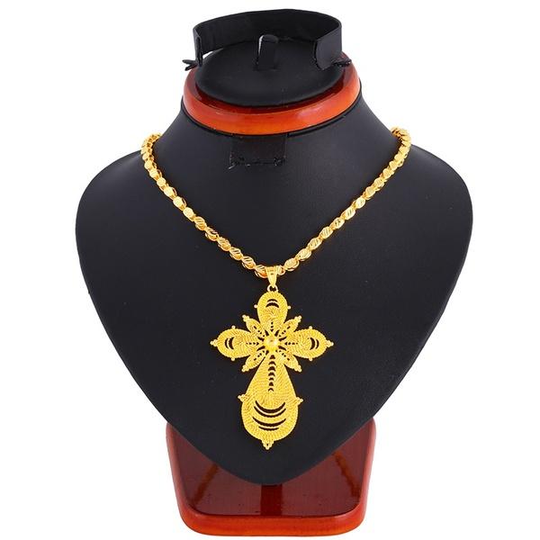 Ethiopian 18K Gold Plated Big Cross Pendant