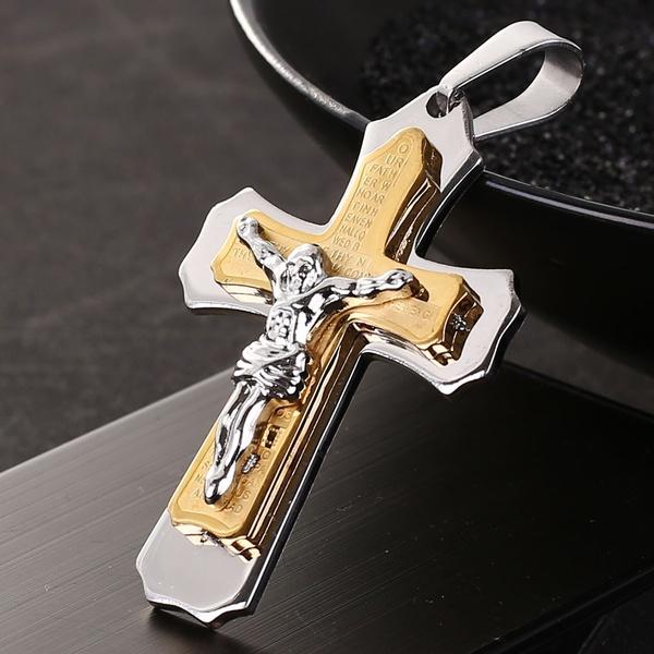 Jewelry Mens Stainless Steel Christ Jesus Cross