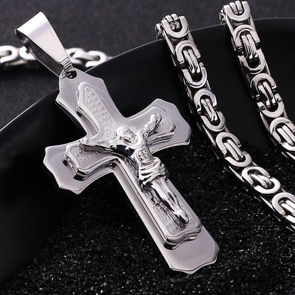 Jewelry Mens Stainless Steel Christ Jesus Cross