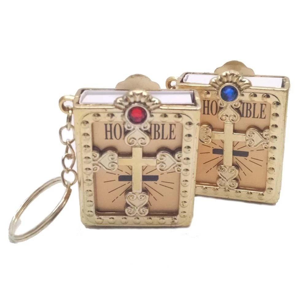 Mini Holy Bible Gold Keychain