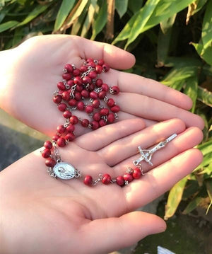 Red Aroma Wood Beaded Rosary