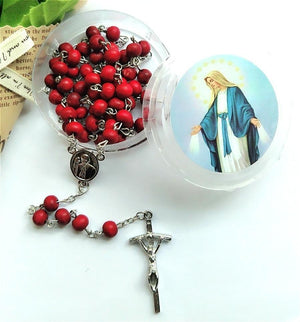 Red Aroma Wood Beaded Rosary