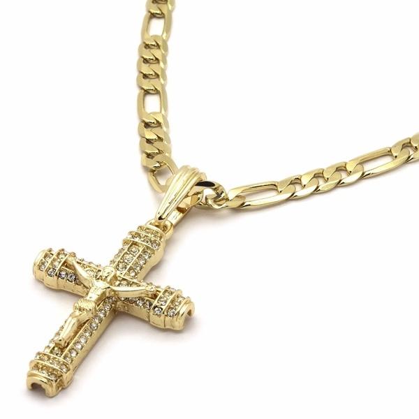 Figaro Chain Necklace Cross