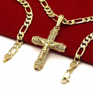 Figaro Chain Necklace Cross