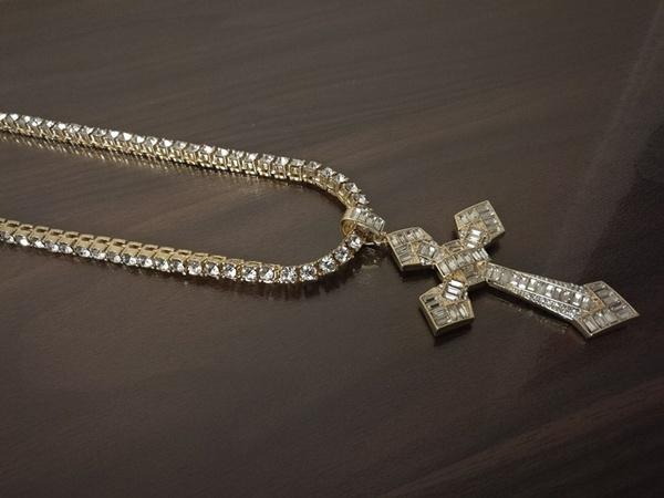 Sharp Appearance Large Christian Fully Iced Tennis Chain