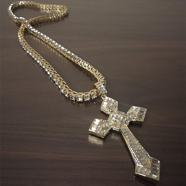 Sharp Appearance Large Christian Fully Iced Tennis Chain