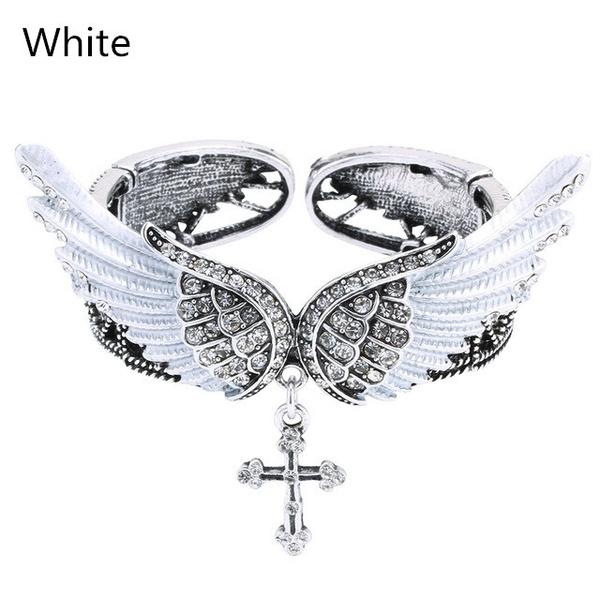 Wings Cross Stretch Bracelet Bangle for Women Girls Biker Jewelry