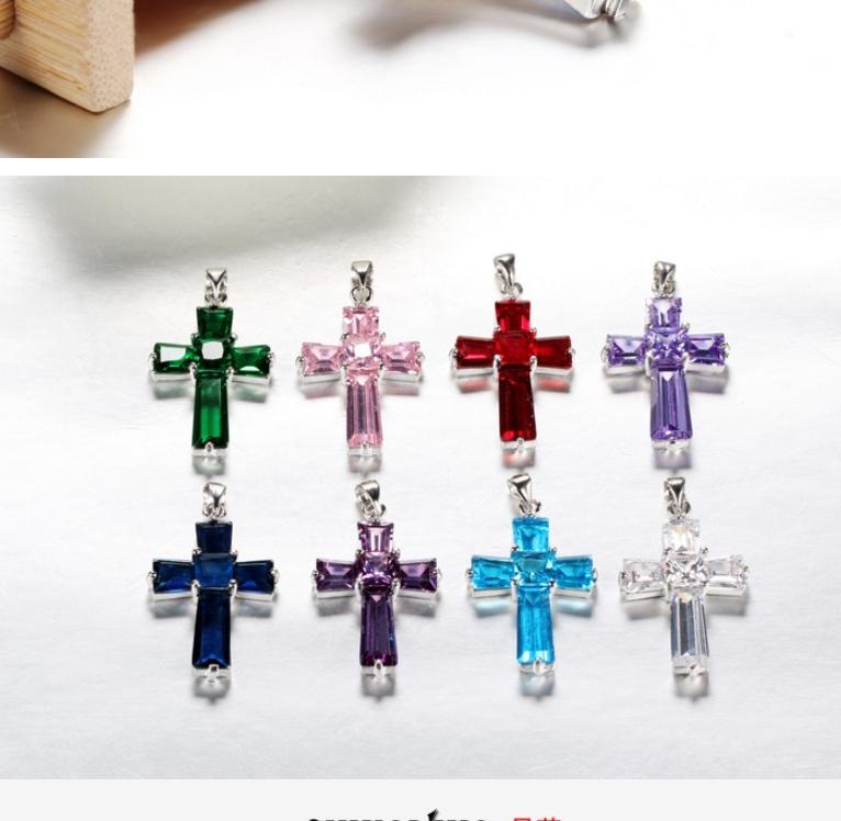 True Gemstone & 18 K White Gold Cross