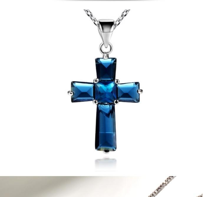 True Gemstone & 18 K White Gold Cross